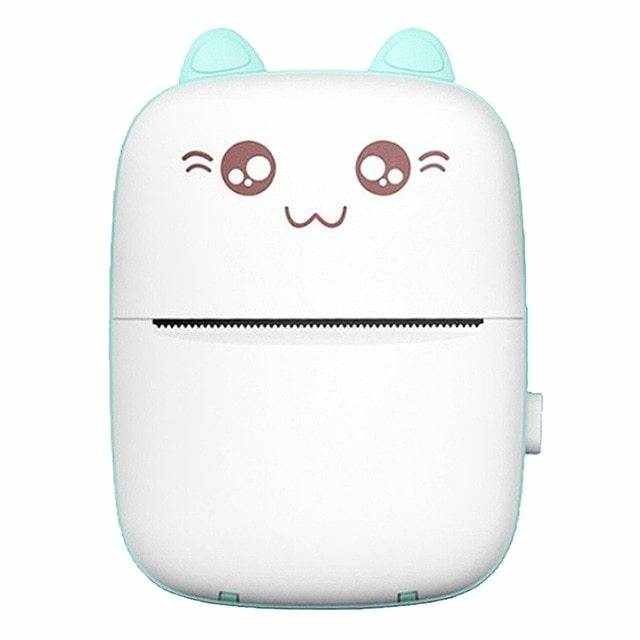 Compact mini printer portable with Bluetooth and WiFi, cute face design for wireless printing on the go