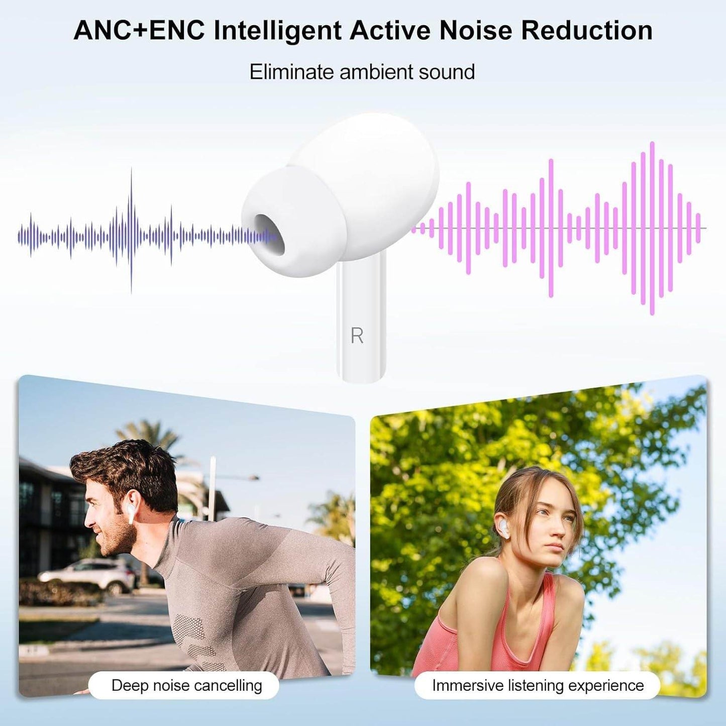 Wireless Earbuds, 5.4 Bluetooth Headphones With Touch Screen Ear Buds, ANC ENC Noise Cancelling Earbuds Headphones With Microphone, Wireless Bluetooth In Ear Earphones For Android IOS Phones - TechNest Accessories