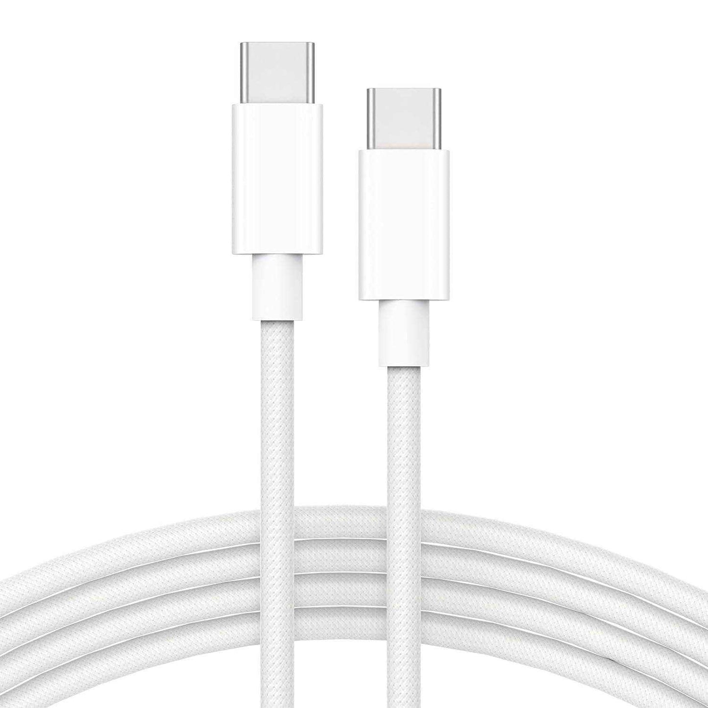 White 6FT fast charging lightning cable for iPhone and AirPods with durable braided exterior