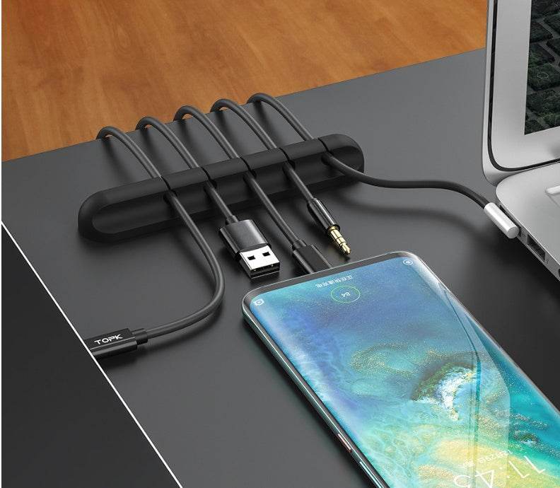 Silicone USB Cable Winder Desktop Cable Organizer Management Multipurpose Clips Cables Protector For Wired Headphones - TechNest Accessories