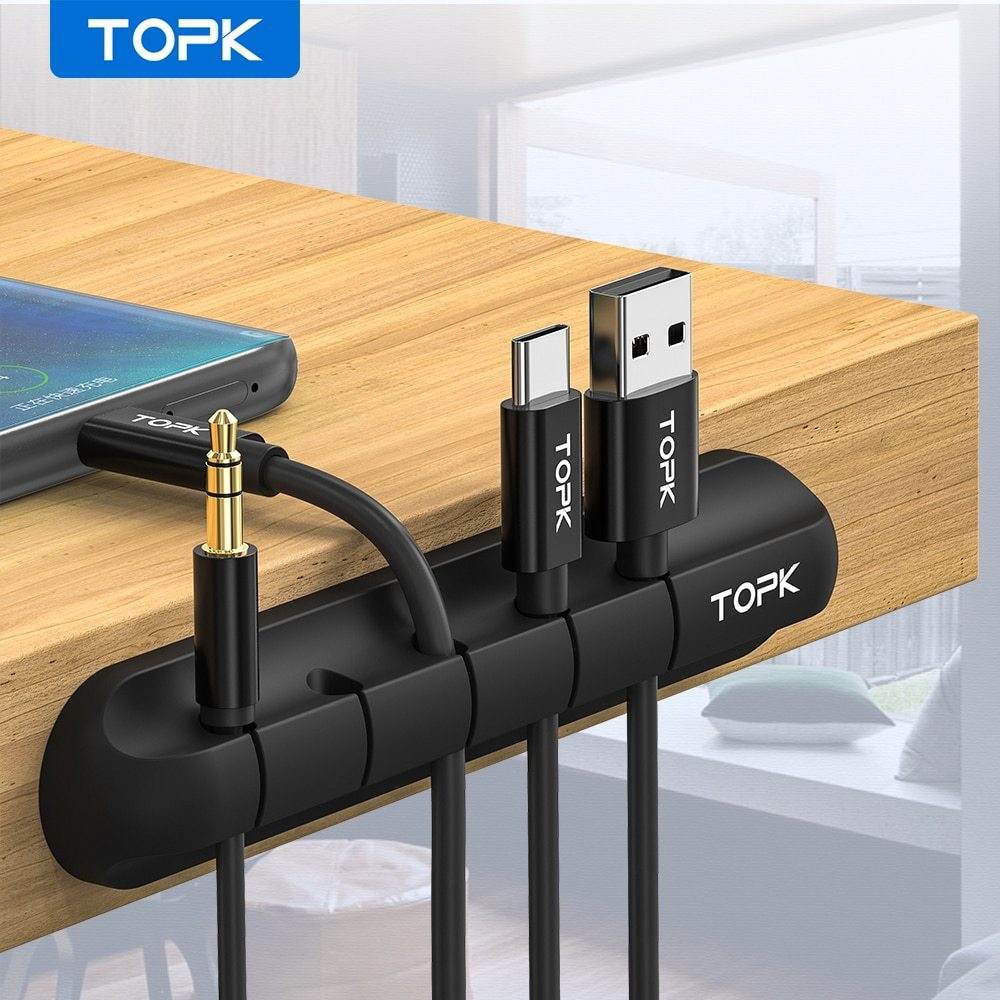 Silicone USB Cable Winder Desktop Cable Organizer Management Multipurpose Clips Cables Protector For Wired Headphones - TechNest Accessories
