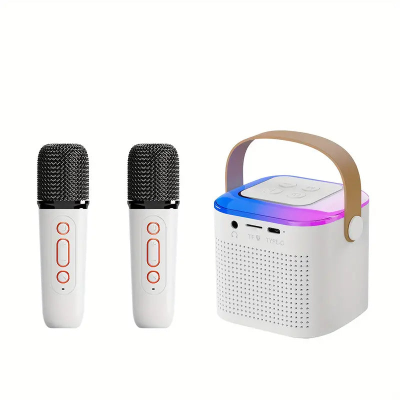 Bluetooth Karaoke Machine with 2 Wireless Mics & RGB Lights - TechNest