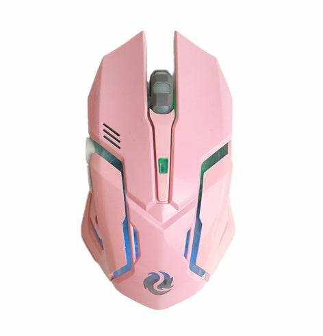 Wireless charging silent pink ergonomic gaming mouse with precise tracking and long battery life