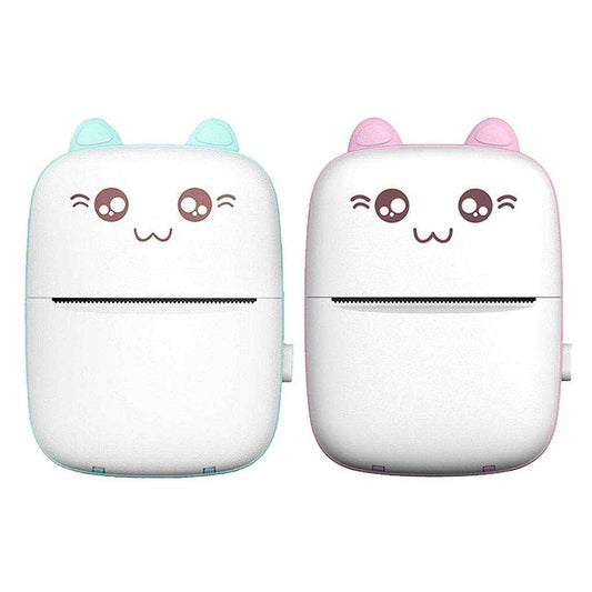 Compact mini printer portable with cute cat ears and wireless Bluetooth WiFi connectivity for on-the-go printing