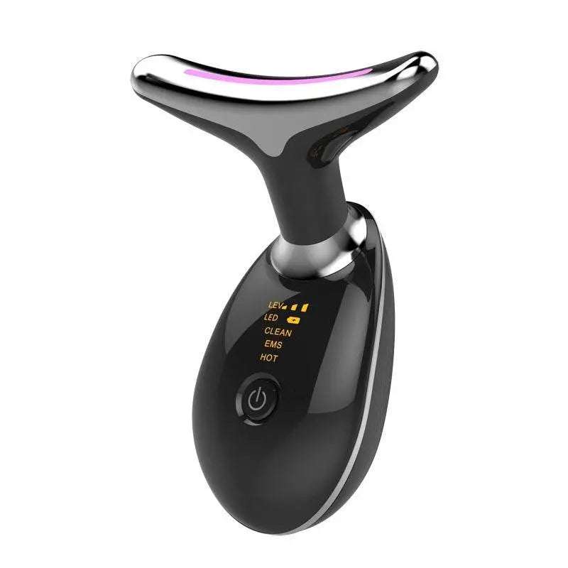 EMS thermal neck massager with microcurrent, LED light therapy, vibration, and heat for wrinkle removal and skin tightening