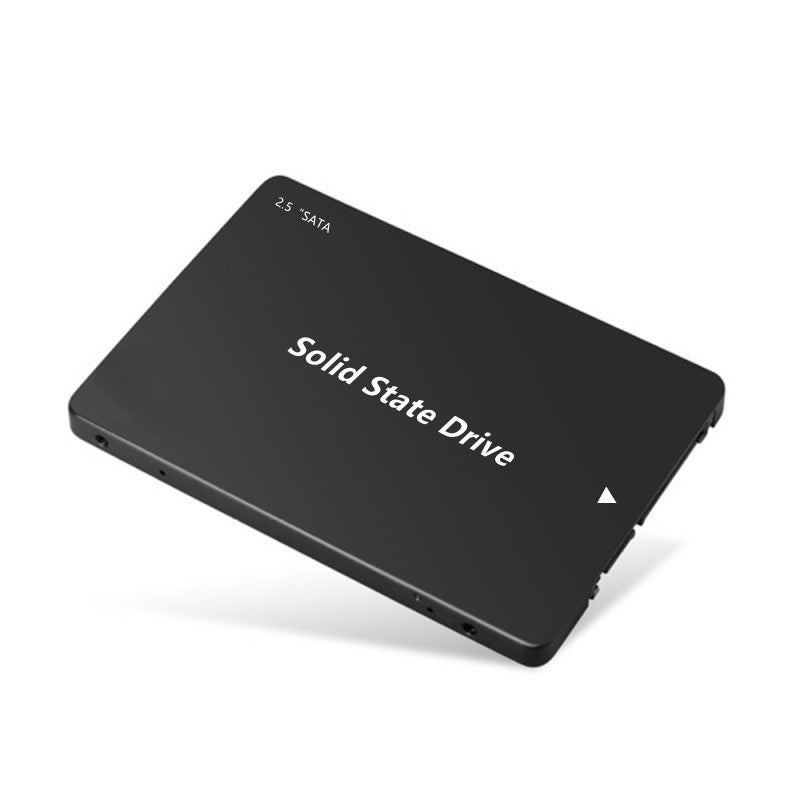 Black solid state drive on a white background