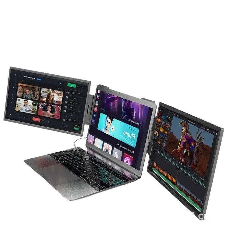 14-inch dual screen portable monitor attached to laptop for multitasking and enhanced productivity