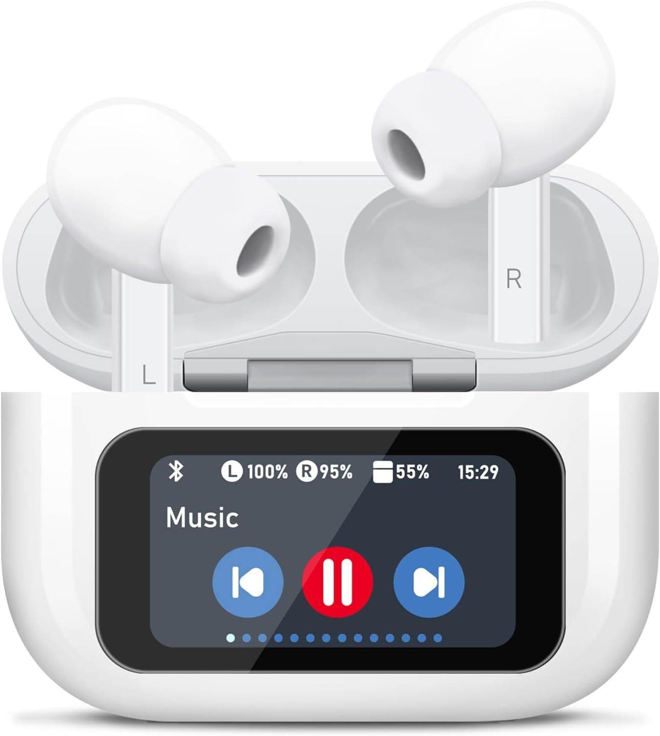Wireless Earbuds, 5.4 Bluetooth Headphones With Touch Screen Ear Buds, ANC ENC Noise Cancelling Earbuds Headphones With Microphone, Wireless Bluetooth In Ear Earphones For Android IOS Phones - TechNest Accessories
