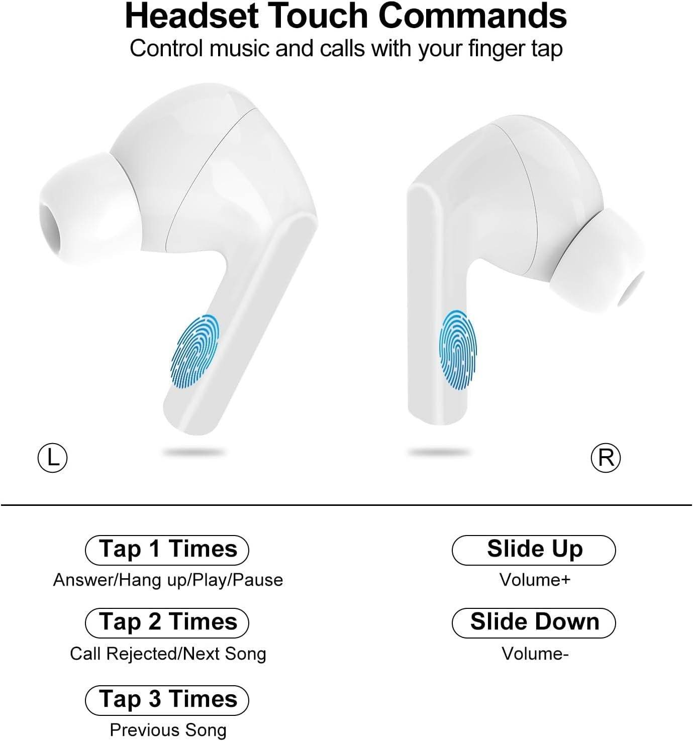 Wireless Earbuds, 5.4 Bluetooth Headphones With Touch Screen Ear Buds, ANC ENC Noise Cancelling Earbuds Headphones With Microphone, Wireless Bluetooth In Ear Earphones For Android IOS Phones - TechNest Accessories